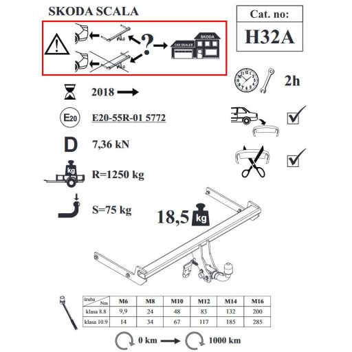 Vonóhorog AutoHak, H32AUT SKODA SCALA