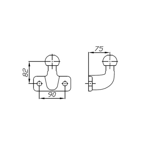 Vonógömb talpas 2 x M16 mm, furattávolság 90 mm, AutoHak