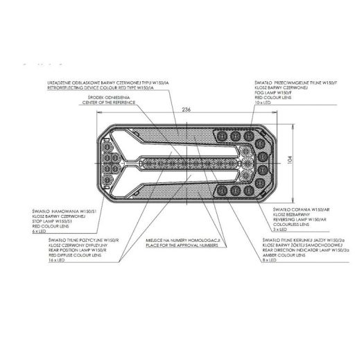 Egyesített lámpa W150 (1102 B/J) LED