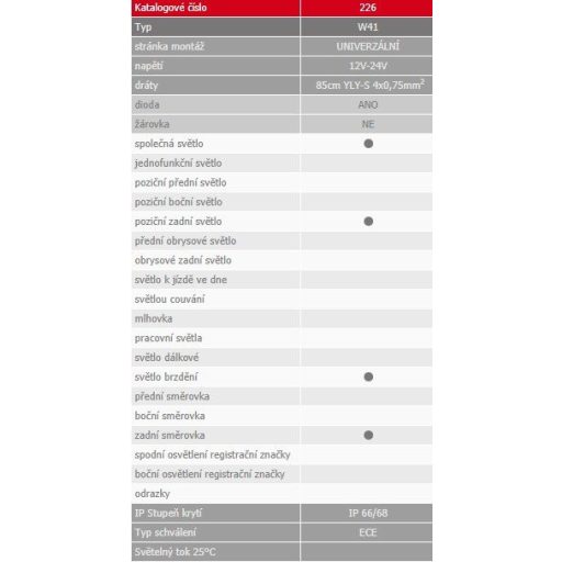 Egyesített lámpa W41 (226) LED