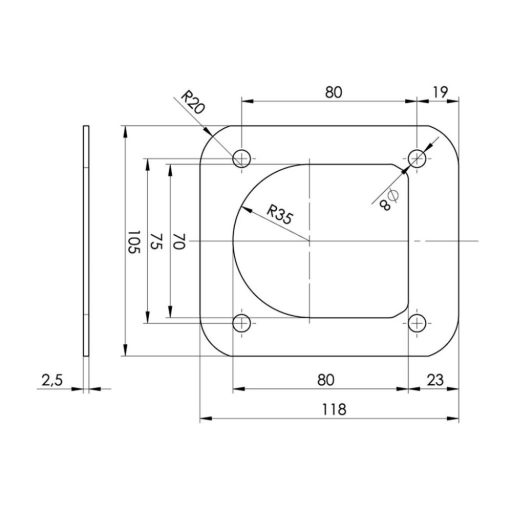 Rakományrögzítő fül alátét UP-01 (ellendarab)