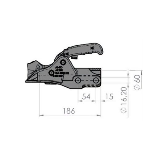 Kapcsolófej AK 351 + Soft Dock, 3500 kg / 60 mm, csavarokkal, AL-KO