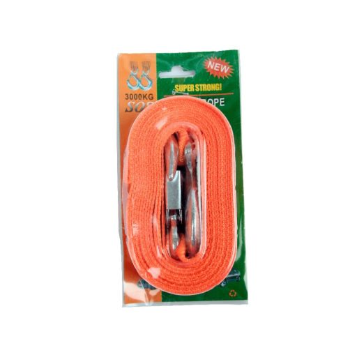 Vontató kötél (textil) 3 t, 4 m, acél kampókkal, MULTIPA