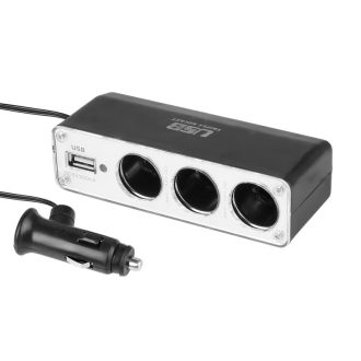   Szivargyújtó elosztó, hármas 12 / 24V, USB aljzat 500 mA, Carmotion