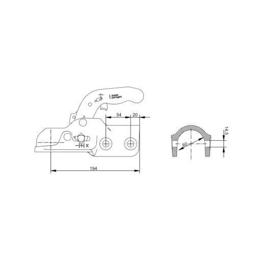 Kapcsolófej KNOTT K35-C átmérő 60 mm, 3500 kg, 2 x 14,5 mm