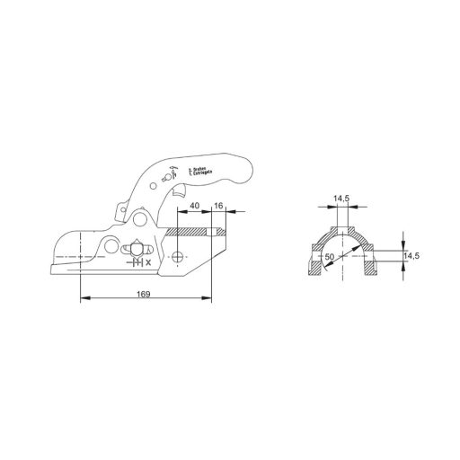 Kapcsolófej KNOTT K27-A átmérő 50 mm, 2700 kg, 2 x 14,5 mm