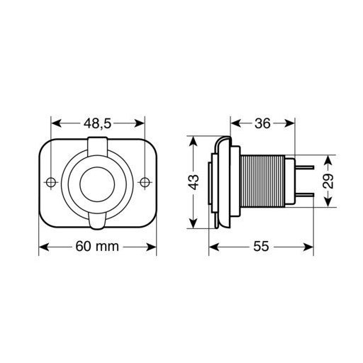 USB aljzat beépített süllyesztett 12/24 V