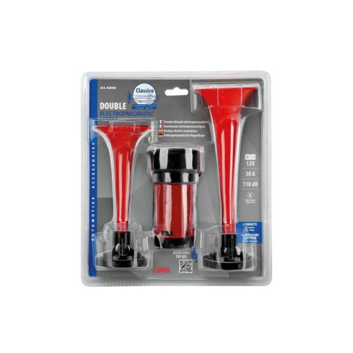Autólégkürt 2 szólamú kompresszorral 12V (homológ), LAMPA