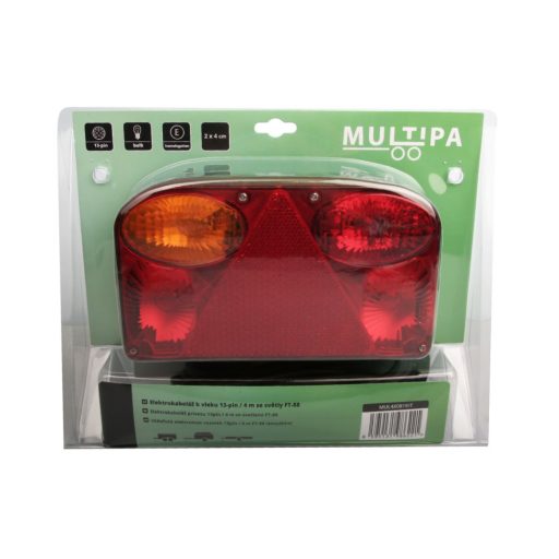 Utánfutó elektromos vezeték 13pin / 4 m FT-88 lámpákkal, MULTIPA