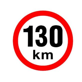 Sebesség matrica 130 km, fényvisszaverő, átmérő 150 mm