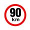 Sebesség matrica 90 km, fényvisszaverő, átmérő 150 mm