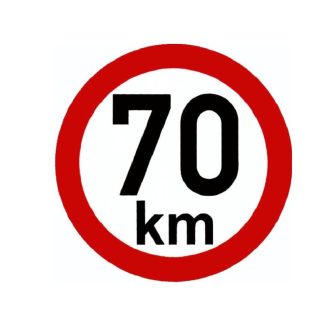 Sebesség matrica 70 km, fényvisszaverő, átmérő 200 mm