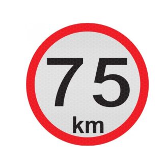 Sebesség matrica 75 km, fényvisszaverő, átmérő 200 mm