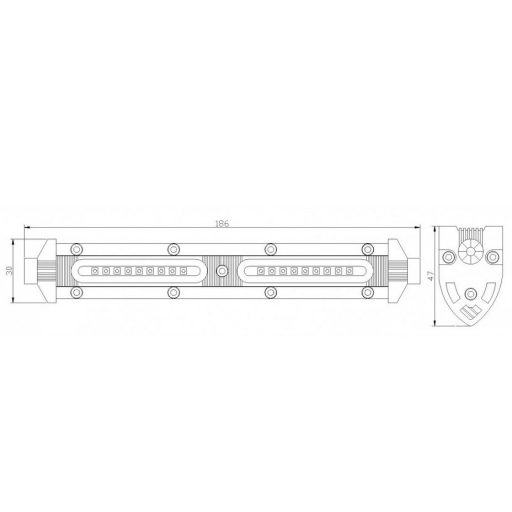 Fényhíd - LED rámpa, 27 W, 1200 lm, 186x30x47 mm