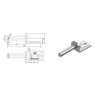Oldalsó zsanér UZ-01A 12 mm, oldalsó csavarhelyekkel